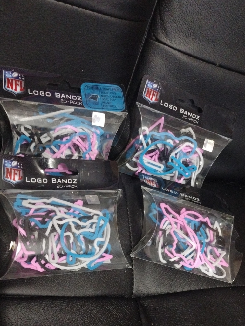 NFL Logo Bandz Assorted Pink, Blue, White, Black - 20-Pack 4 Packs